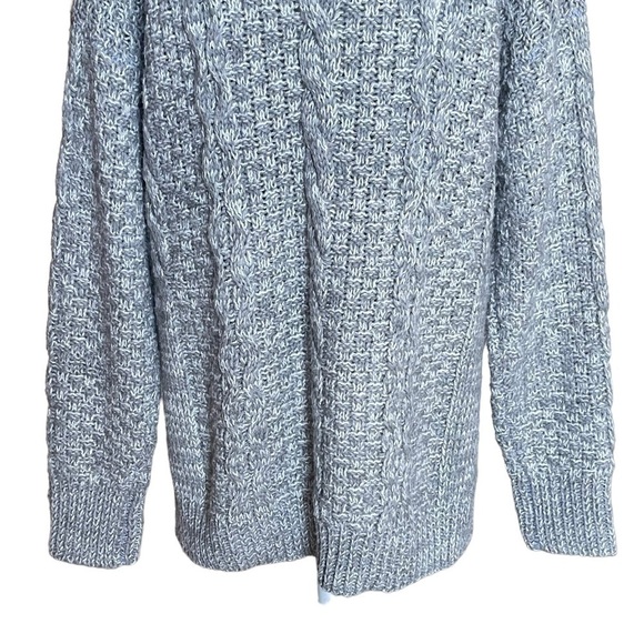 𝅺Racheal Wool Blend Turtle Neck Chunky Cable Knit Gray Sweater Women’s S - Picture 6 of 8